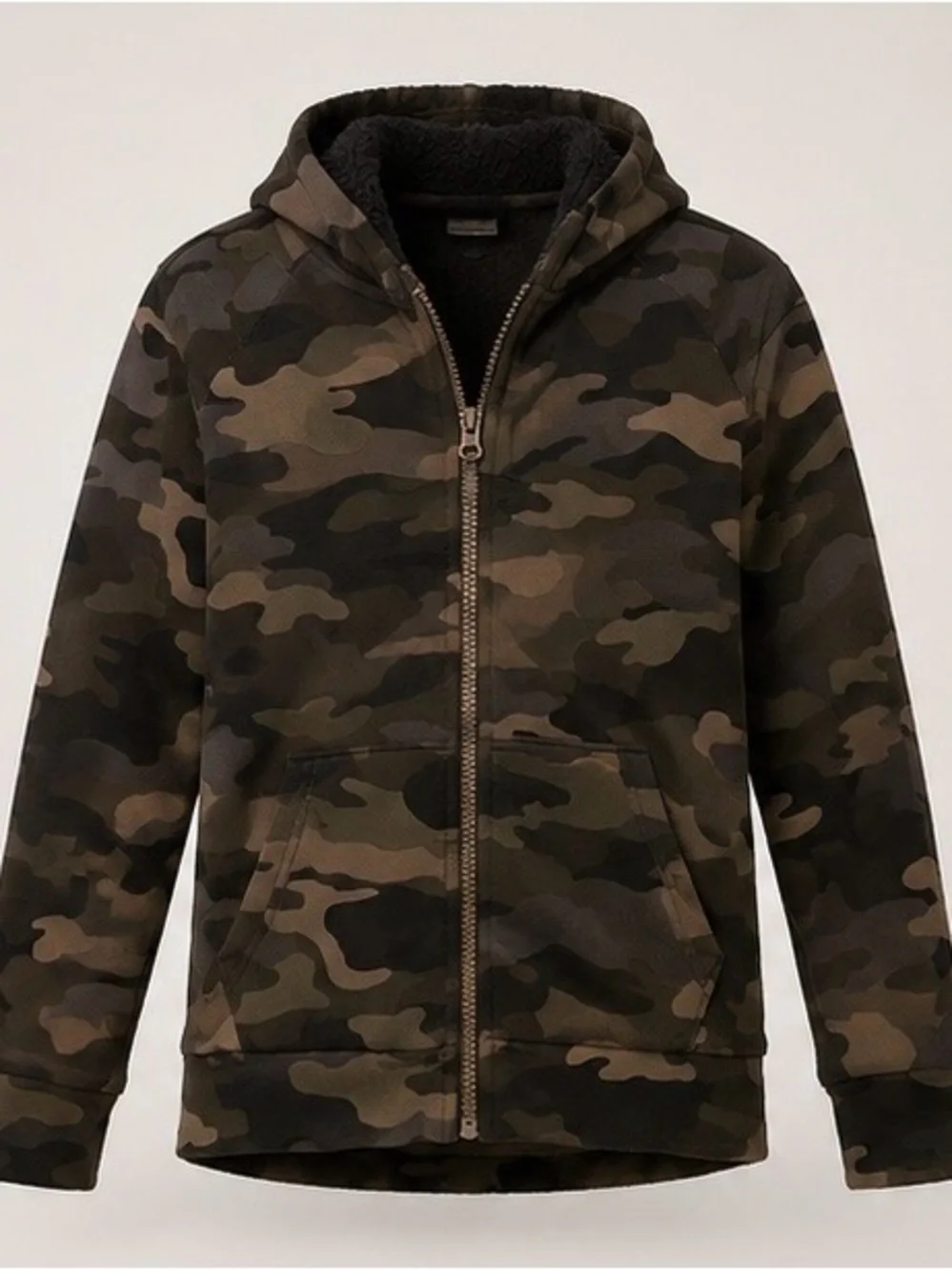 Old Navy Boys' Size M (8) Black, Gray & Blue Camouflage Zip Hooded Fleece Jacket